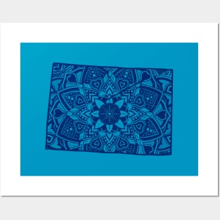 Blue Colorado State Gift Mandala Yoga CO Art Posters and Art